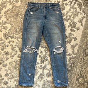 AE Distressed Mom Jeans